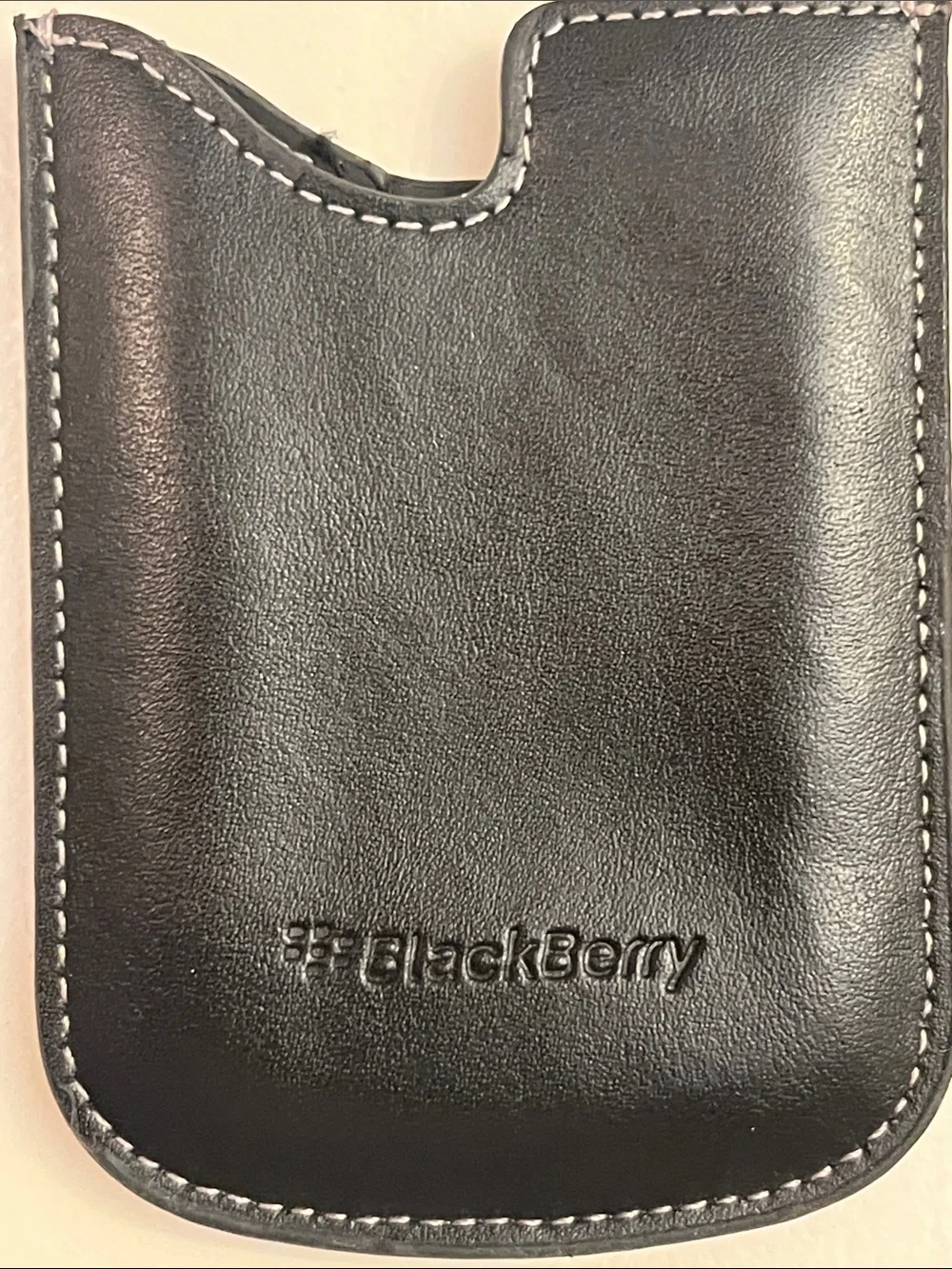 Black Leather Phone Sleeve - Black